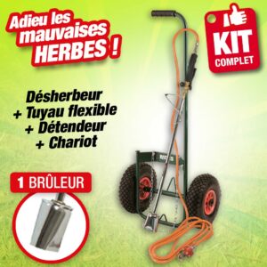 kit désherbeur thermique avec chariot, détendeur et bruleur simple buse