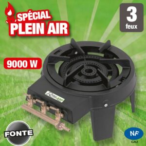 rechaud gaz 8,6kw 3 robinets 4 pieds