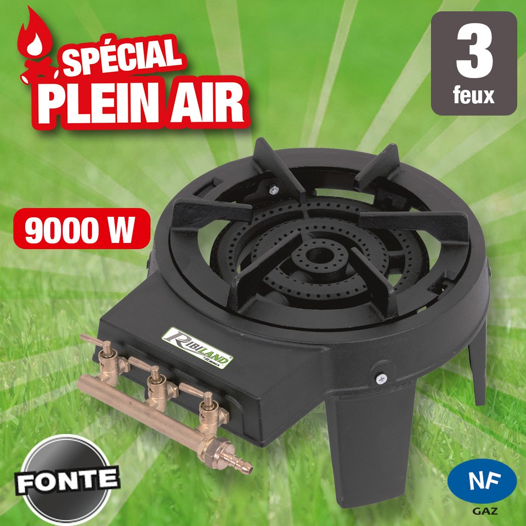rechaud gaz 8,6kw 3 robinets 4 pieds