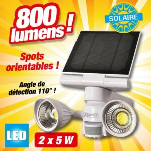 spot solaire 2x5w led 800 lumens