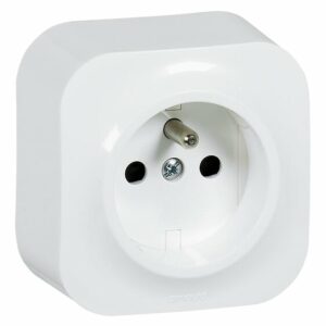 Prise de courant avec terre saillie Profil Eco - 16A - blanc