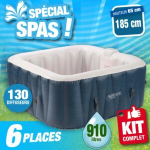 SPA JACUZZI gonflable 6 places de forme carrée 185 x 185 x 65 cm