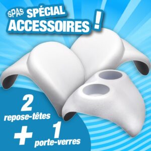 Lot de 2 repose-têtes et 1 porte-verre