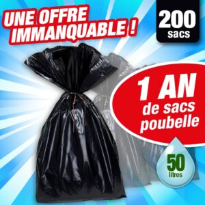 1 an de sacs poubelle - 50 litres de contenance