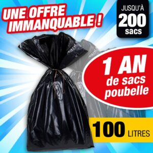 1 an de sacs poubelle - sac poubelle de 100 litres de contenance