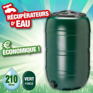 Récupérateur d'eau en forme de tonneau 210 litres
