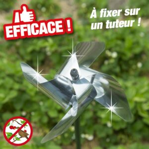 Ruban "moulin à vent" coloris argent réfléchisseur anti-oiseaux