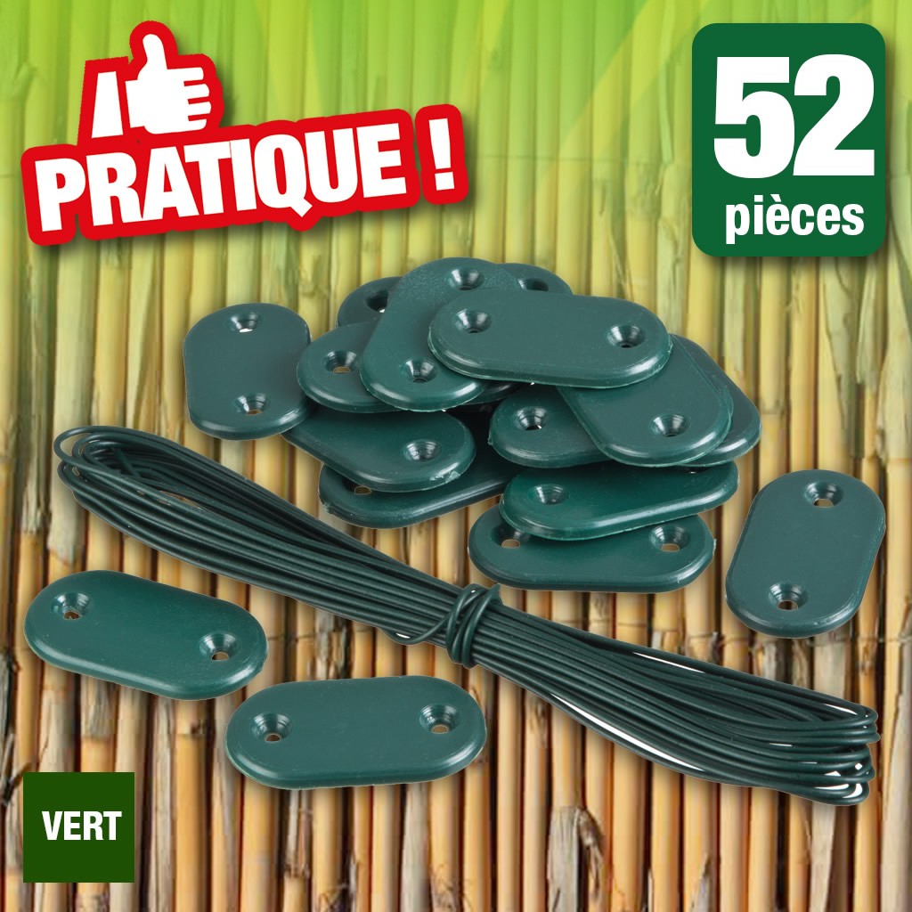 Set de fixation pour mailles, écrans et canisses plastique - vert