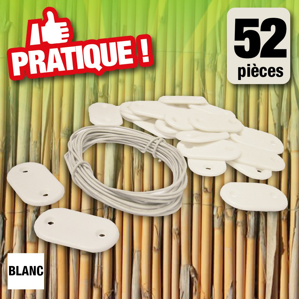 Set de fixation pour mailles, écrans et canisses plastique - blanc