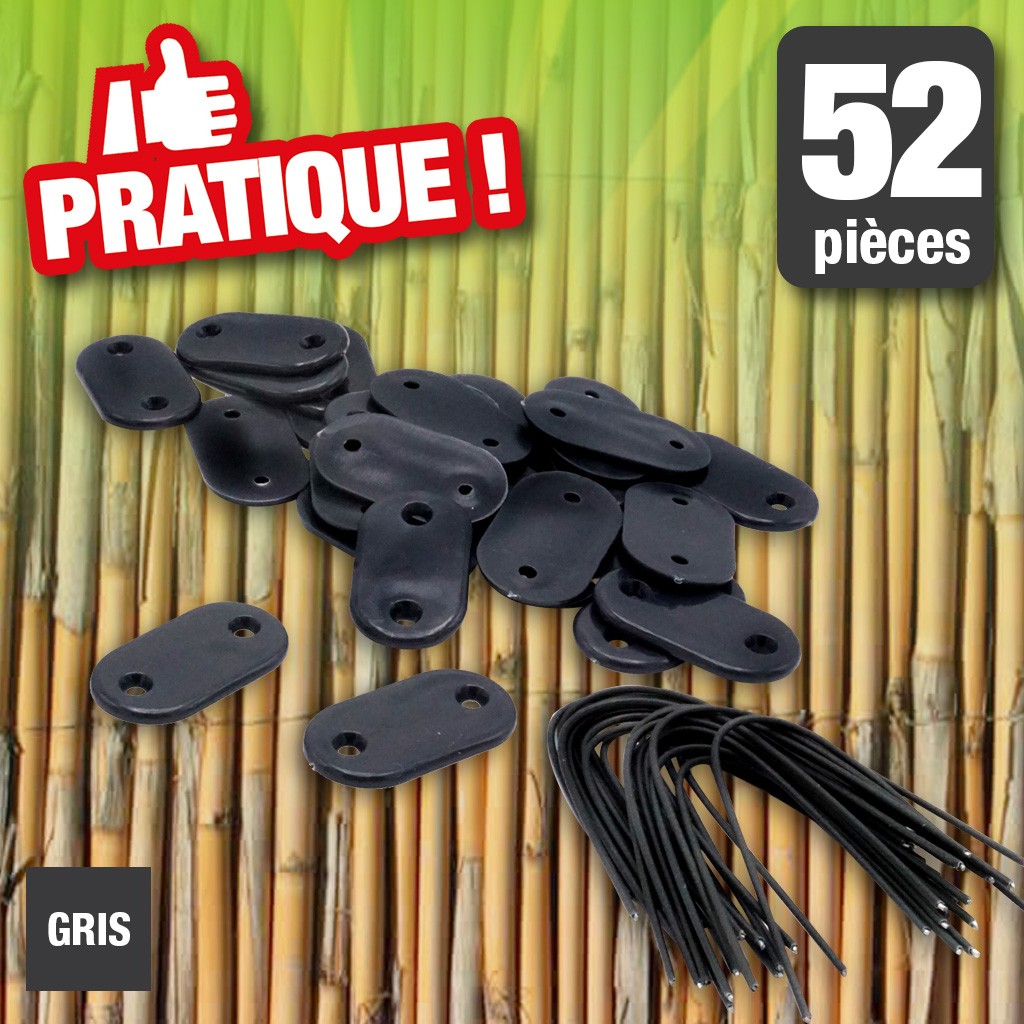 Set de fixation pour mailles, écrans et canisses plastique - gris anthracite