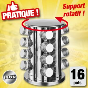 Etagère rotative pour pots à épices - avec 16 pots