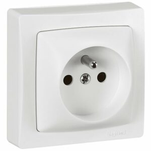 Prise de courant avec terre Appareillage Saillie bornes auto - blanc