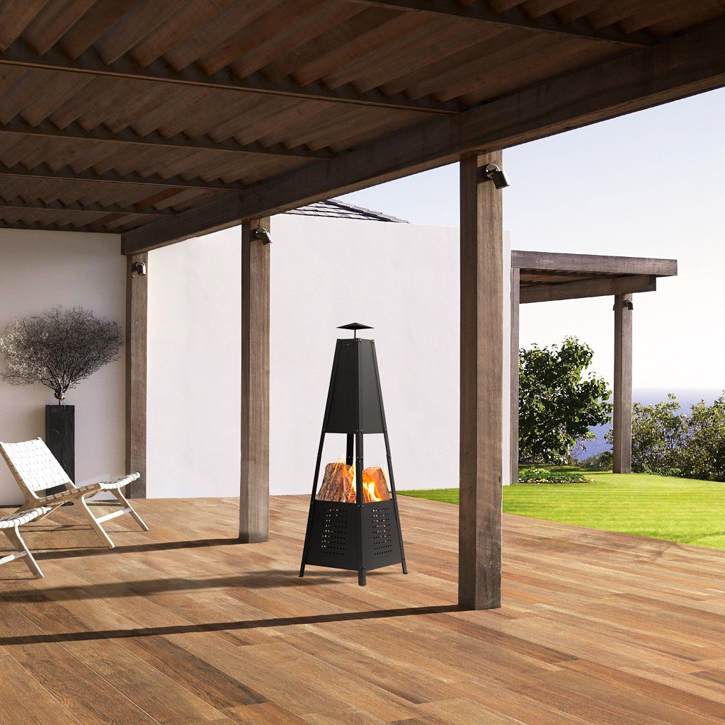 Brasero Pyramide d'extérieur de jardin ou de terrasse - hauteur 90 cm.