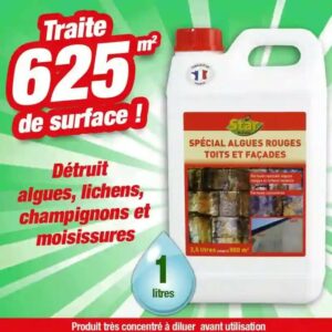 Traitement anti moisissures, algues, lichens... pour vos toits, murs, terrasses concentré 1l