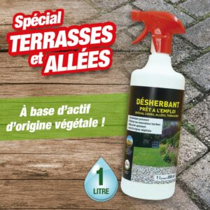 Désherbant prêt à l'emploi pour cours allées terrasses - en spray d'1 litre