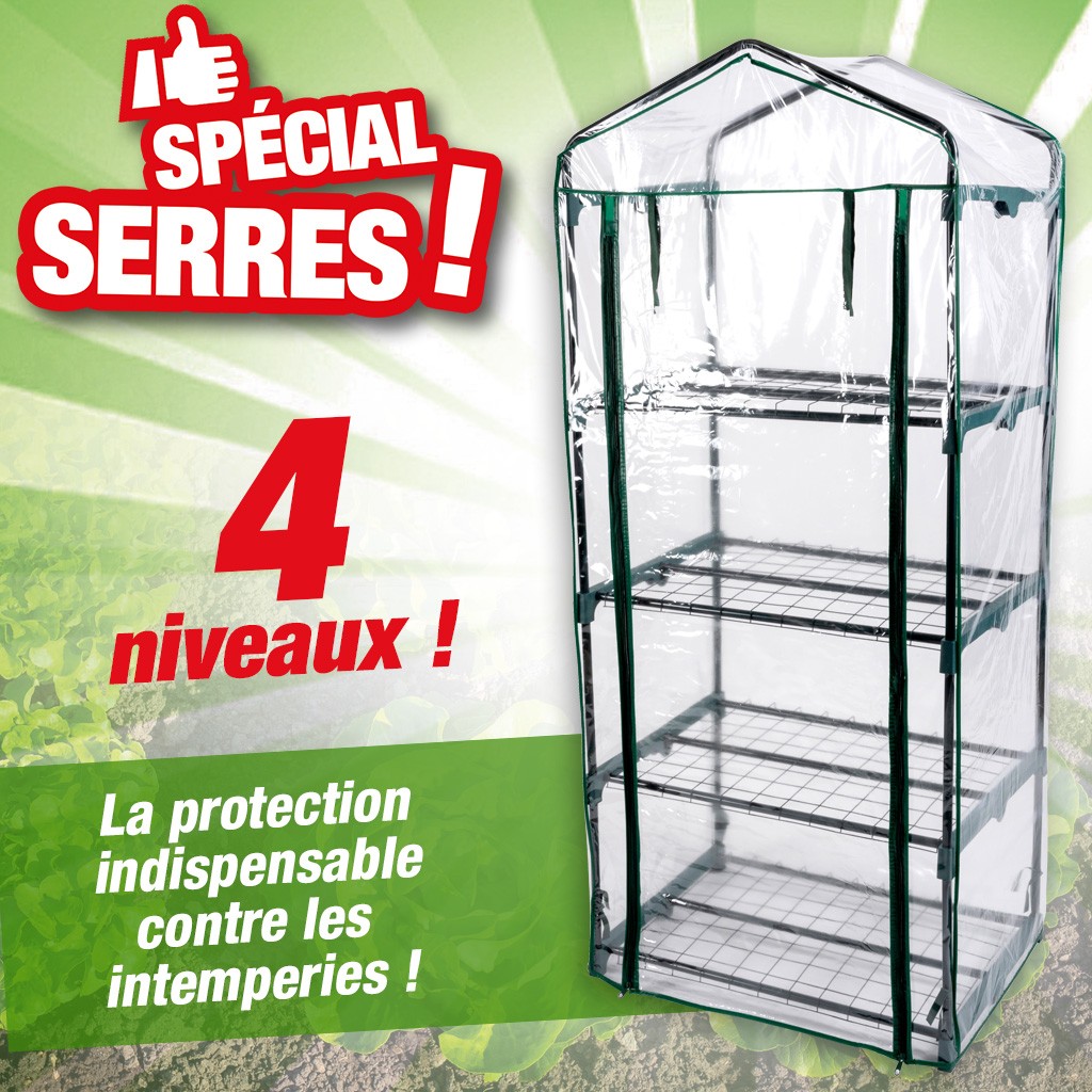 Serre de jardin 4 niveaux intérieur dimensions 69x49x160cm