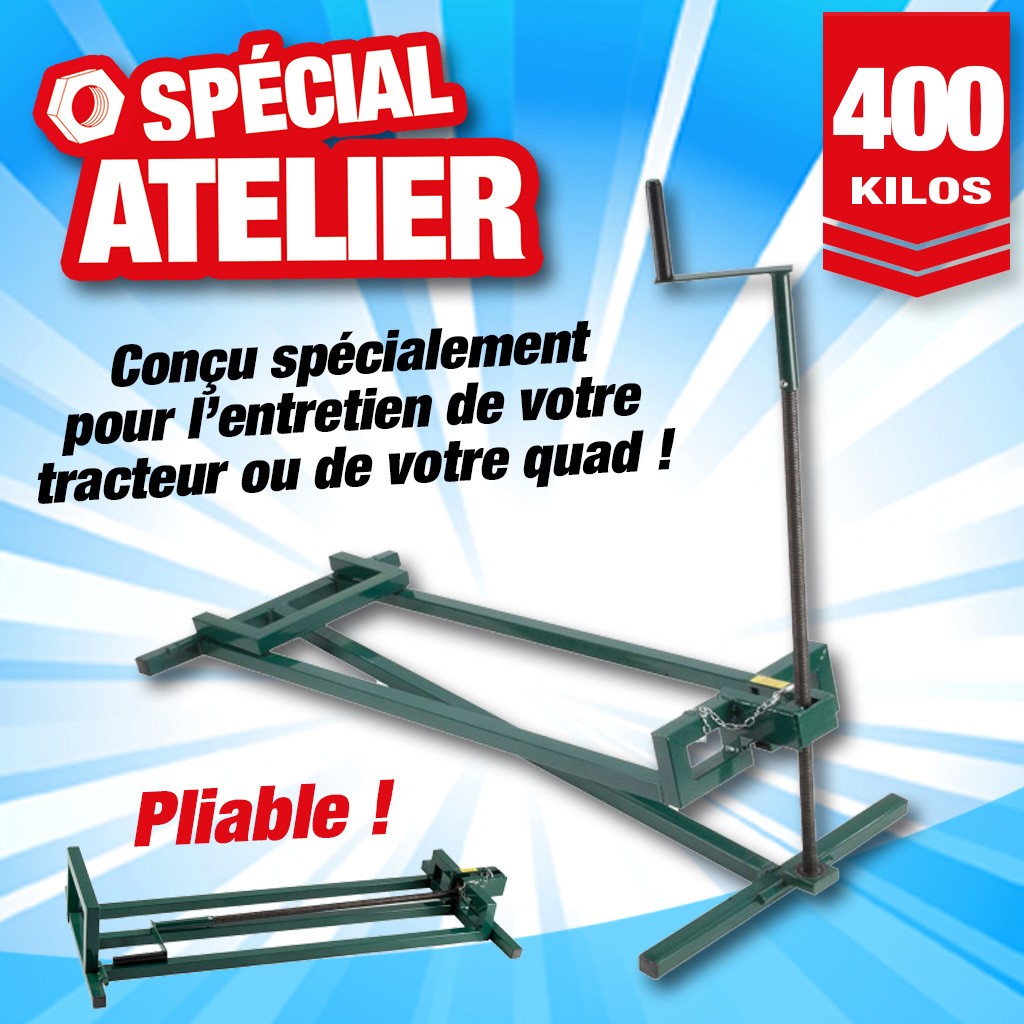 Lève tracteur tondeuse, avec vis de levage - sans effort, supporte 400kg