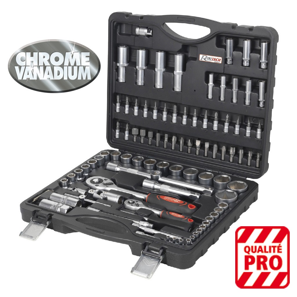 COFFRET CLES A DOUILLE PRO AU CHROME VANADIUM 94 PCS