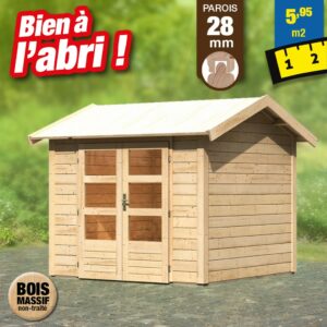 Abri de jardin en bois de 28 mm - 5,95 m²