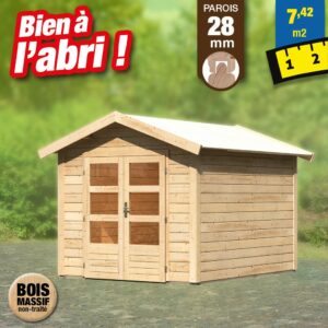 Abri de jardin en bois de 28 mm - 7,42 m²