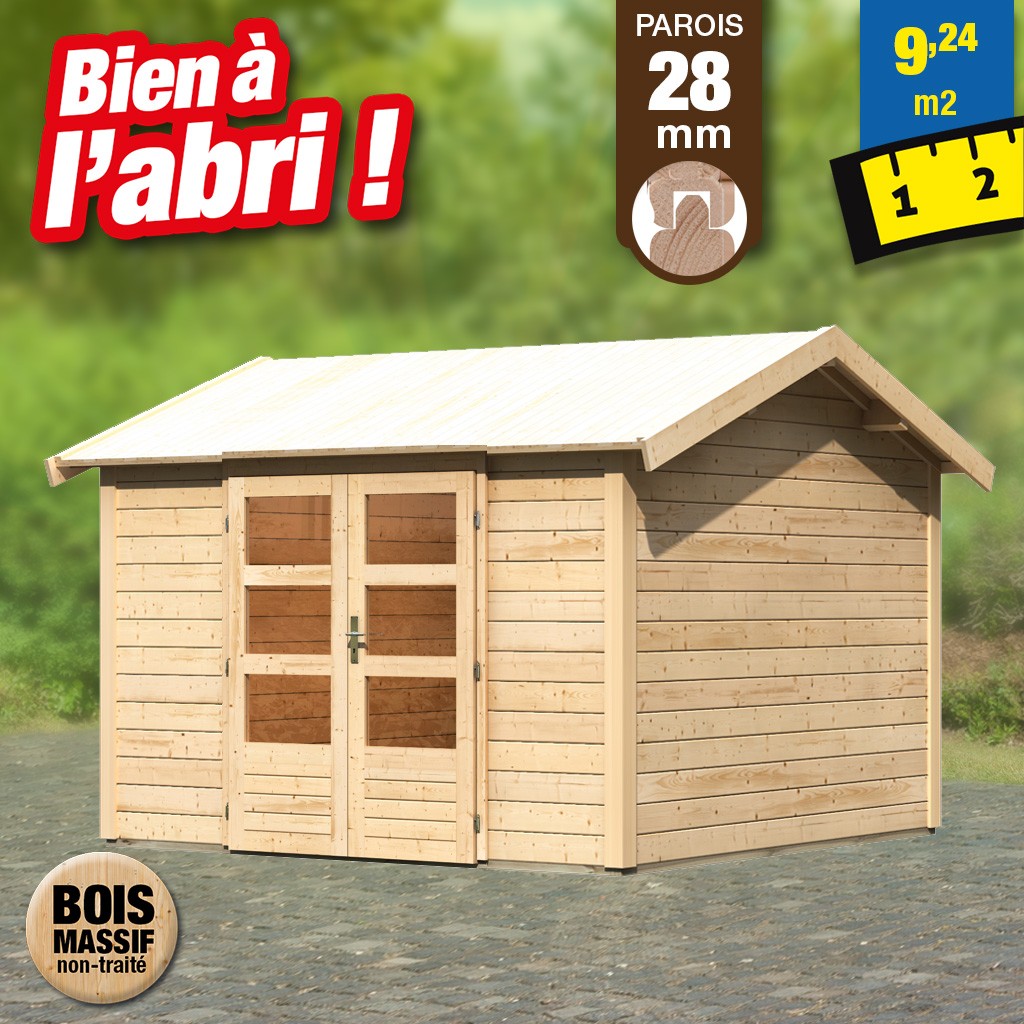 Abri de jardin en bois de 28 mm - 9,24 m²
