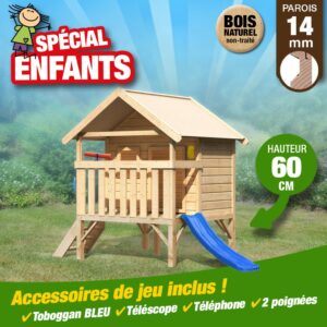 Kit cabane jeu Mini-toboggan bleu-télescope-téléphone-poignées