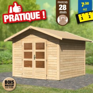 Abri de jardin en bois de 28 mm - 7,50 m²