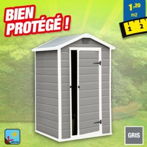 abri de jardin en resine type cabine - gris - 1,2 M2