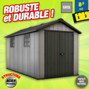 abri de jardin en resine - gris - 8,5 M2