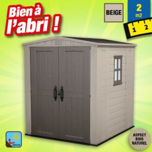 abri de jardin en resine - 3,5 m2 - marron et beige