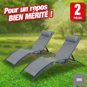 bain de soleil monaco - gris - lot de 2