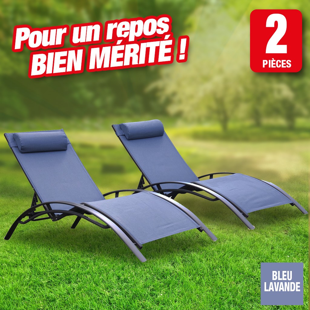 bain de soleil monaco - bleu lavande - lot de 2