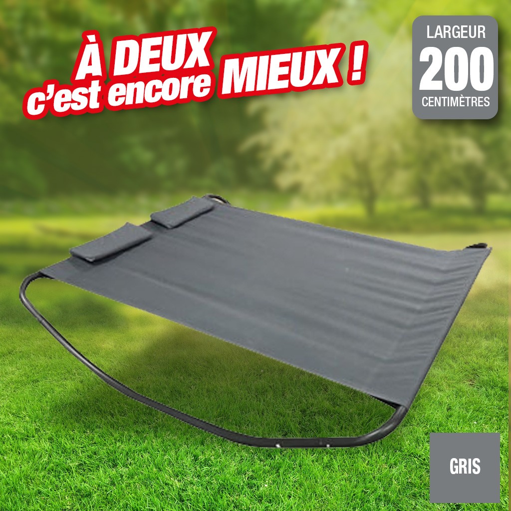 lit double bain de soleil monaco - gris