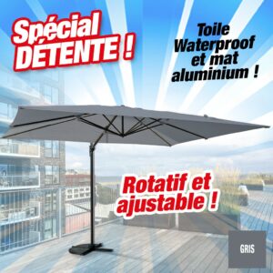 parasol déporté rectang. saint tropez - gris