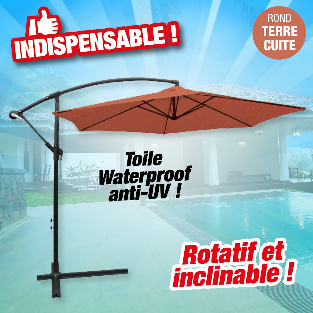 parasol déporté rond collioure - terre cuite