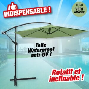 parasol déporté rond collioure - vert amande