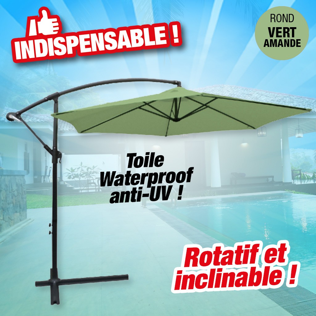 parasol déporté rond collioure - vert amande