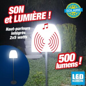 lampadaire solaire musical ip44 avec pied (2x5watts - 500 lumens)