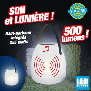 Lampe d'extérieure musicale à énergie solaire ip44 (2x5watts - 500 lumens)