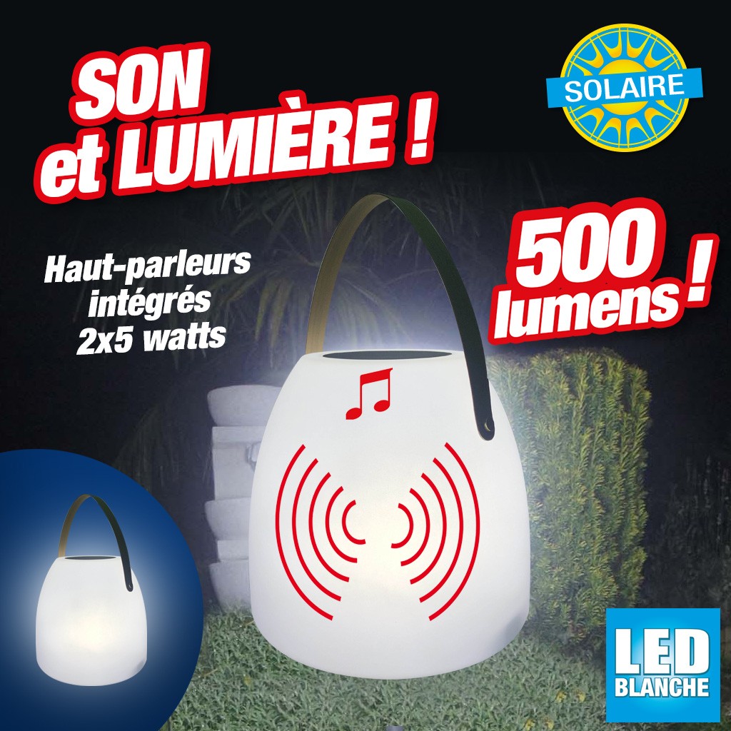 Lampe d'extérieure musicale à énergie solaire ip44 (2x5watts - 500 lumens)