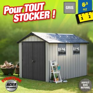 abri de jardin en resine - 6,5m2 - gris