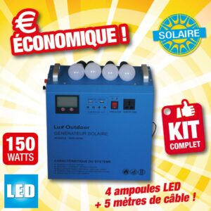 station d'energie solaire shs1265 onduleur hybride + panneau 150w (4 ampoules led fournies)