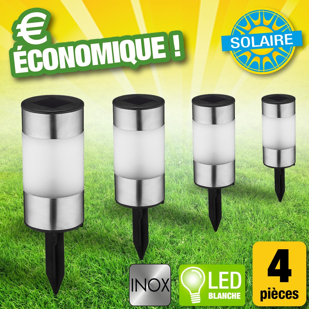 Bornes à énergie solaire, lot de 4 pièces