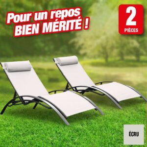 bain de soleil monaco - blanc ecru - lot de 2