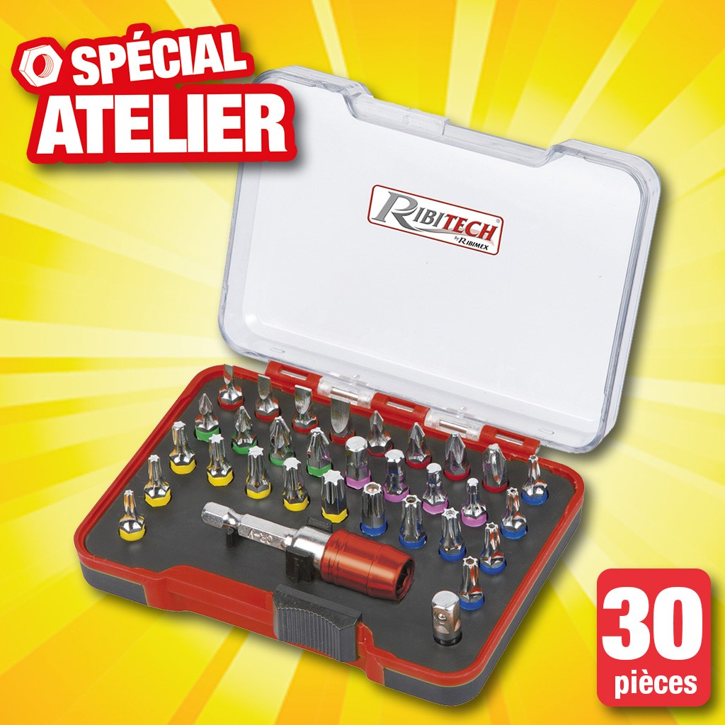 COFFRET 30 EMBOUTS TOURNEVIS PORTE-EMBOUT ET ADAPT DOUILLE