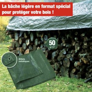 bâche spéciale bois 1,6 mètres par 6 mètres