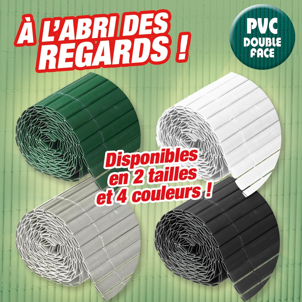 Canisse double face PVC - 1500 g/m², set de fixation 4 couleurs et 2 dimensions