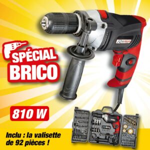 COFFRET 92 PCES PERCEUSE 810W + FORETS ET EMBOUTS
