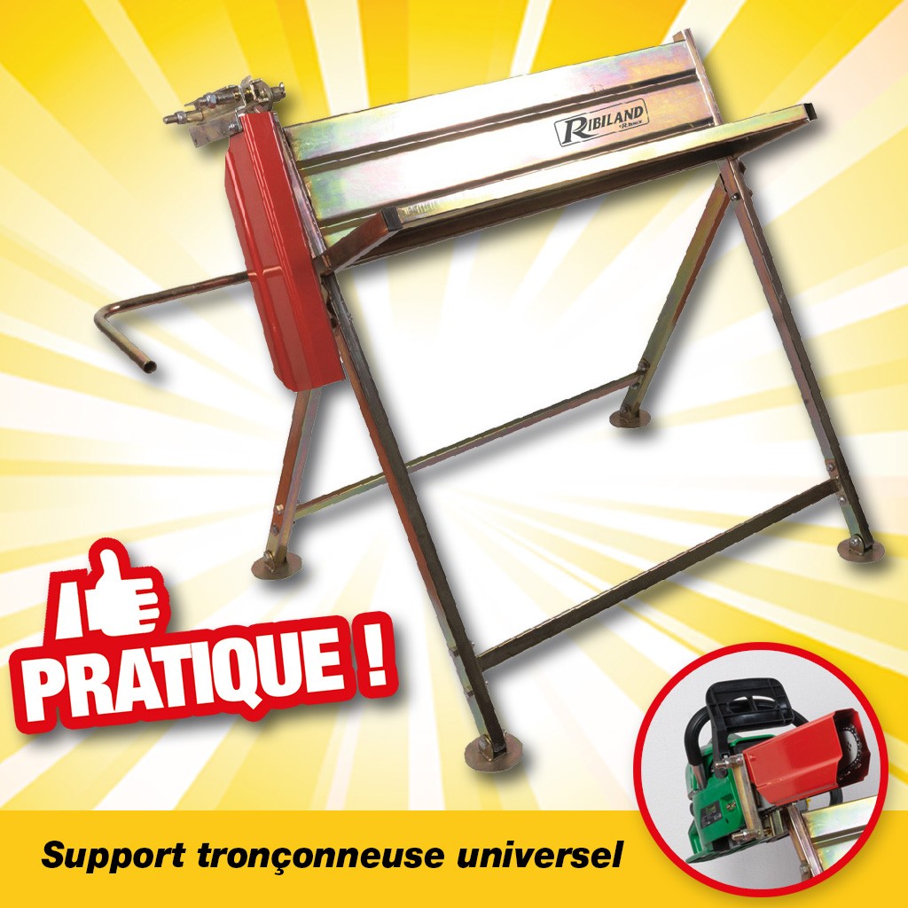 CHEVALET PORTE BÛCHE MÉTAL AVEC SUPPORT TRONCONNEUSE