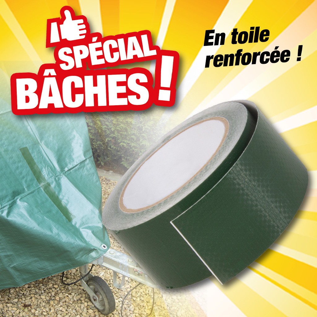 RUBAN ADHÉSIF POUR BÂCHE EN ROULEAU DE 50MMX10M